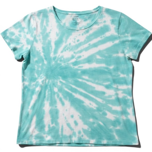 J.Crew Tops - J.Crew Collector Tee Turquoise White Tie Dye Cotton Short Sleeve T-Shirt Large